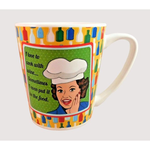 I Love to Cook with Wine... Sometimes I Even Put it in the Food Mug Glass Cup - Picture 2 of 4